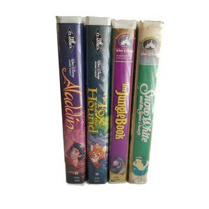 Walt Disney VHS lot Clamshell Cartoon Movie Fox and the Hound Aladdin Snow White